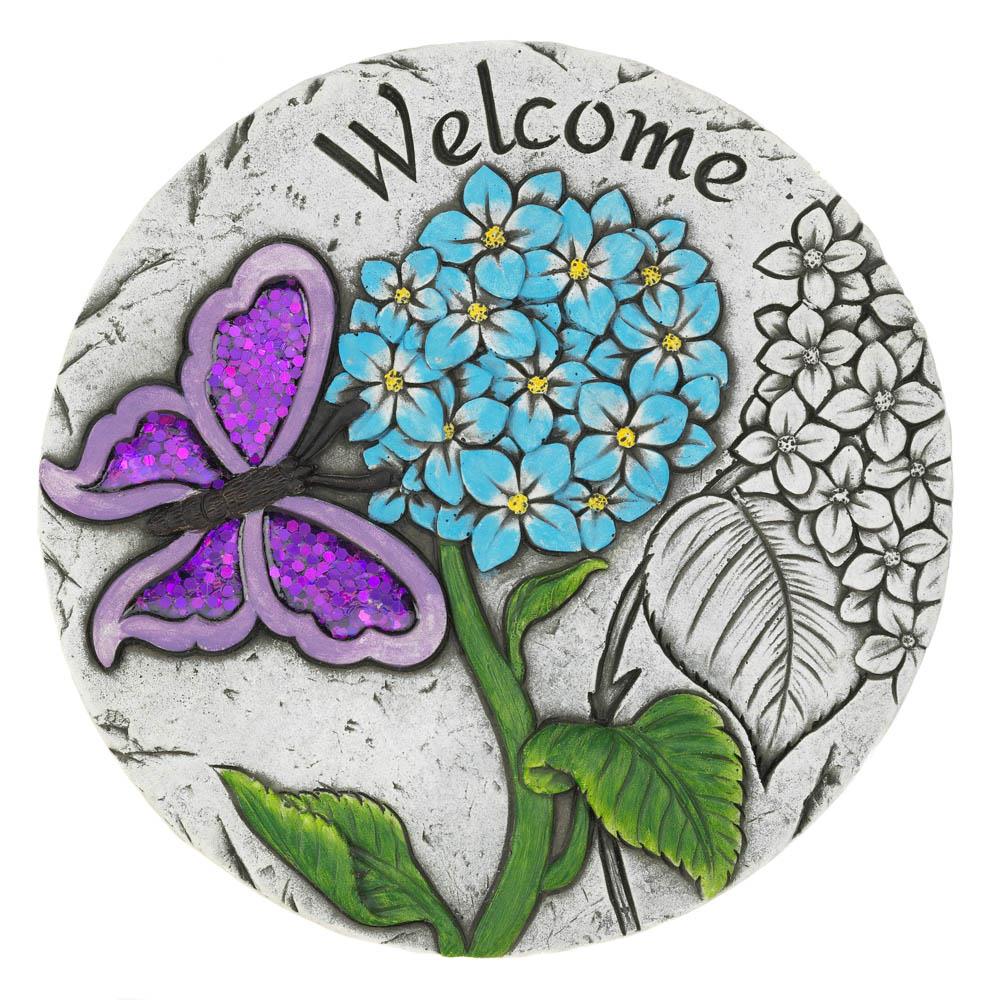 10018542 Welcome Butterfly Garden Stepping Stone, Cement