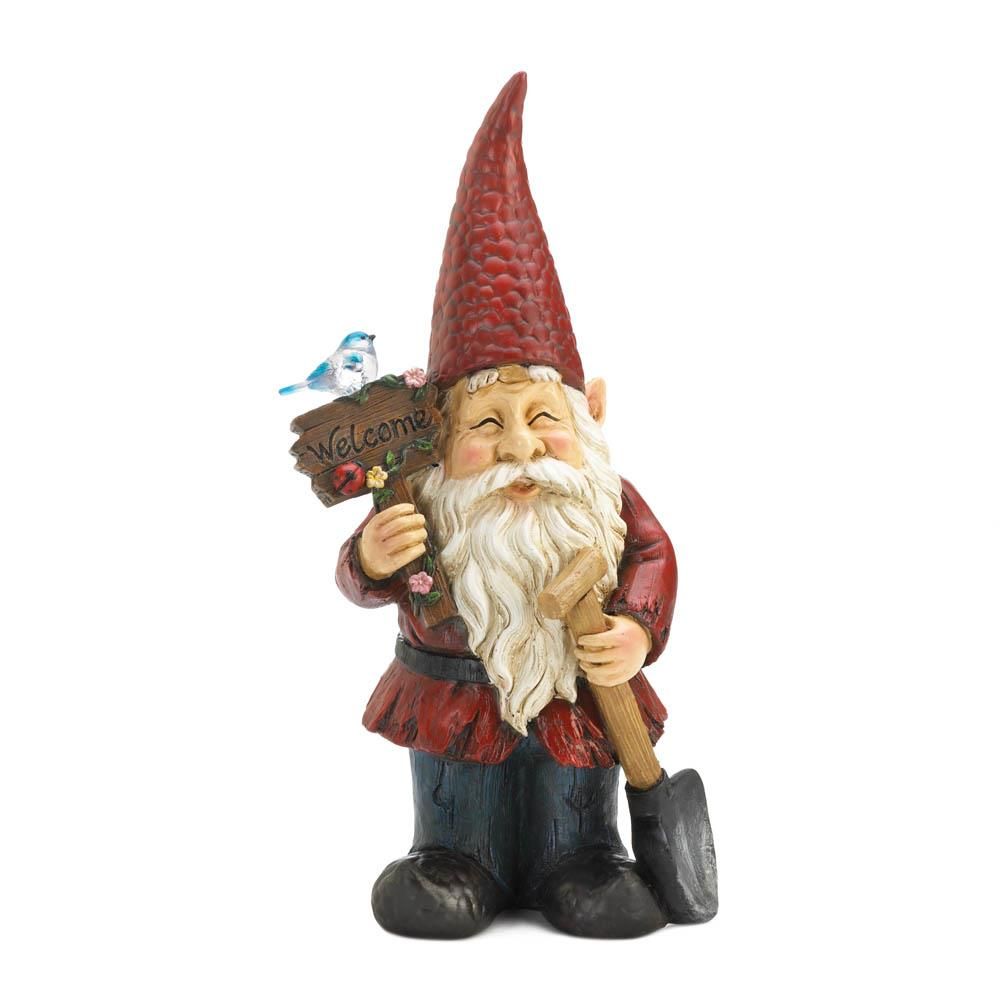 10018773 Welcome Gnome Solar Garden Decoration