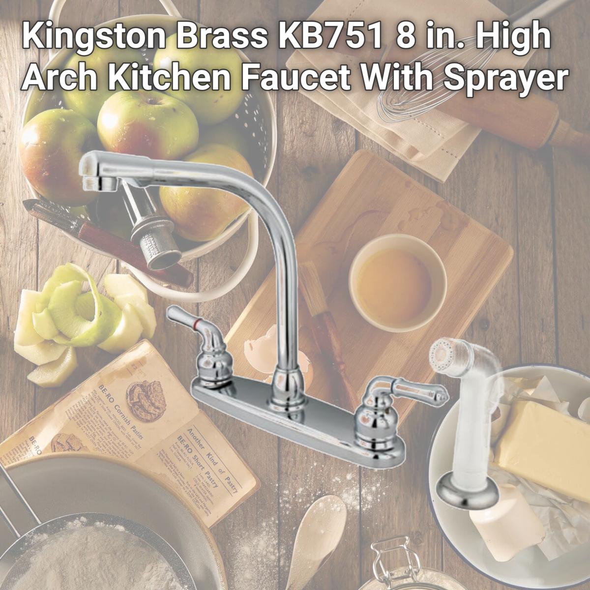 Picture of Kingston Brass KB751 8 in. High Arch Kitchen Faucet With Sprayer