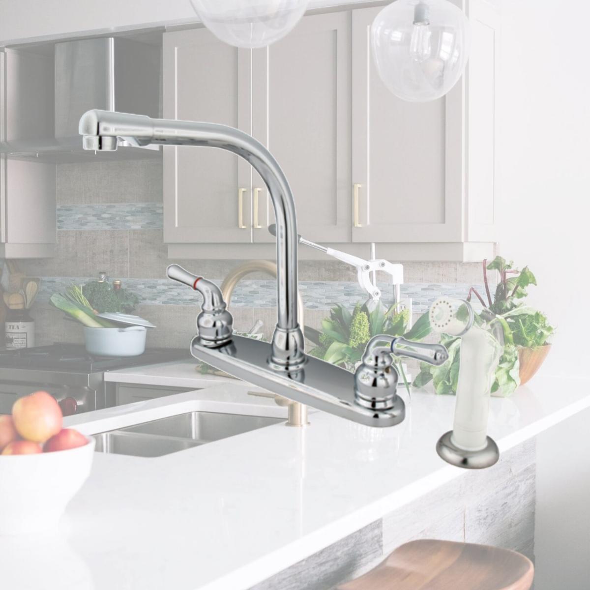 Picture of Kingston Brass KB751 8 in. High Arch Kitchen Faucet With Sprayer