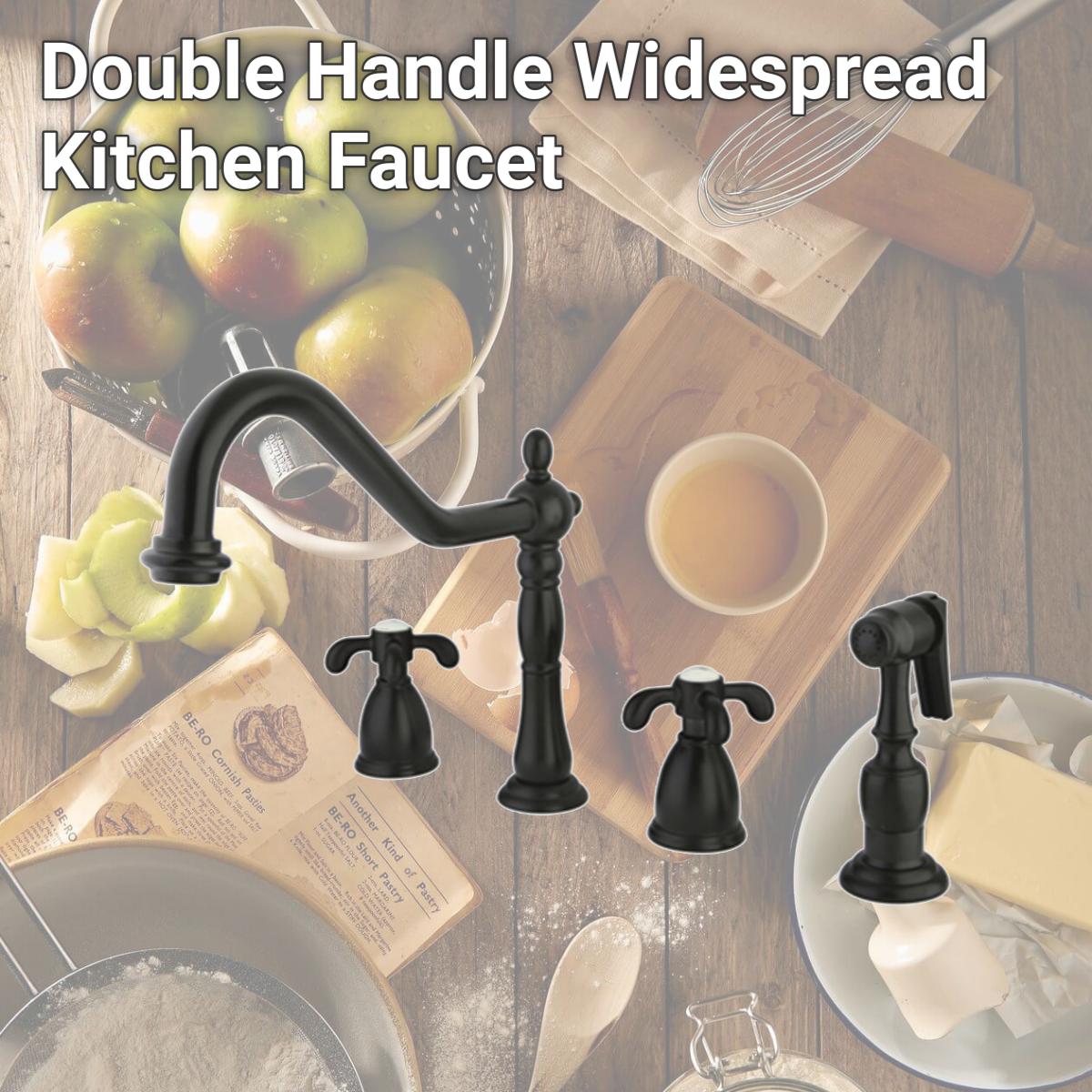 Picture of Kingston Brass KB1795TXBS Double Handle Widespread Kitchen Faucet