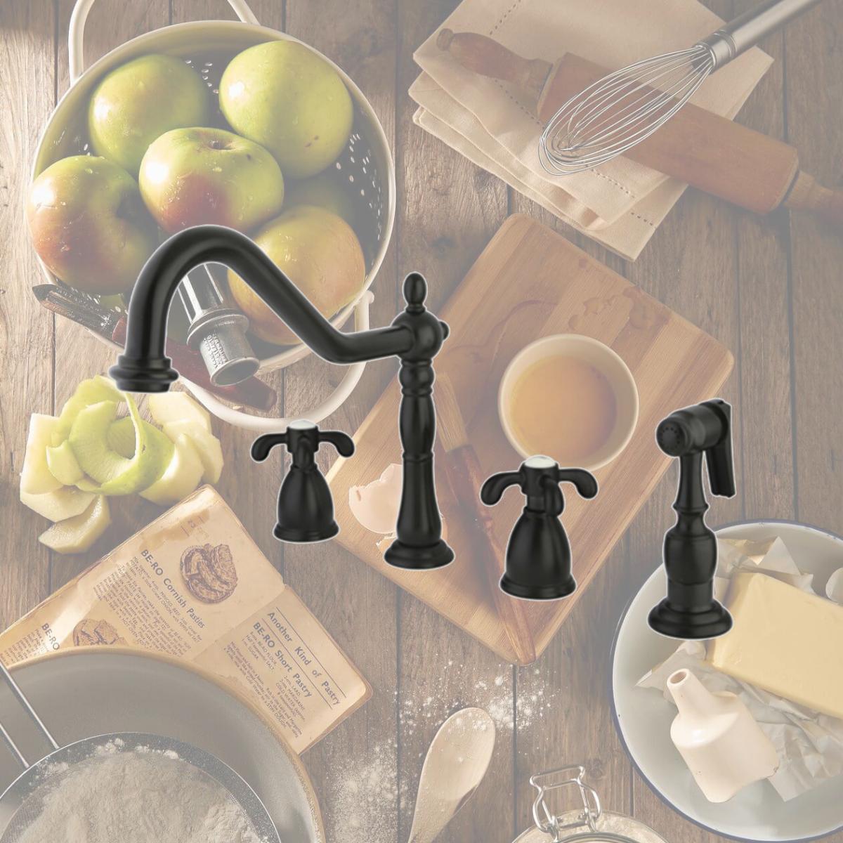 Picture of Kingston Brass KB1795TXBS Double Handle Widespread Kitchen Faucet