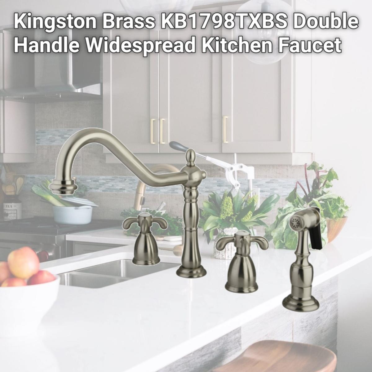 Picture of Kingston Brass KB1798TXBS Double Handle Widespread Kitchen Faucet