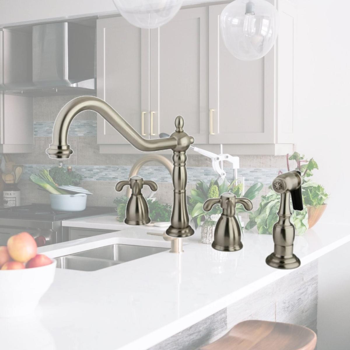 Picture of Kingston Brass KB1798TXBS Double Handle Widespread Kitchen Faucet