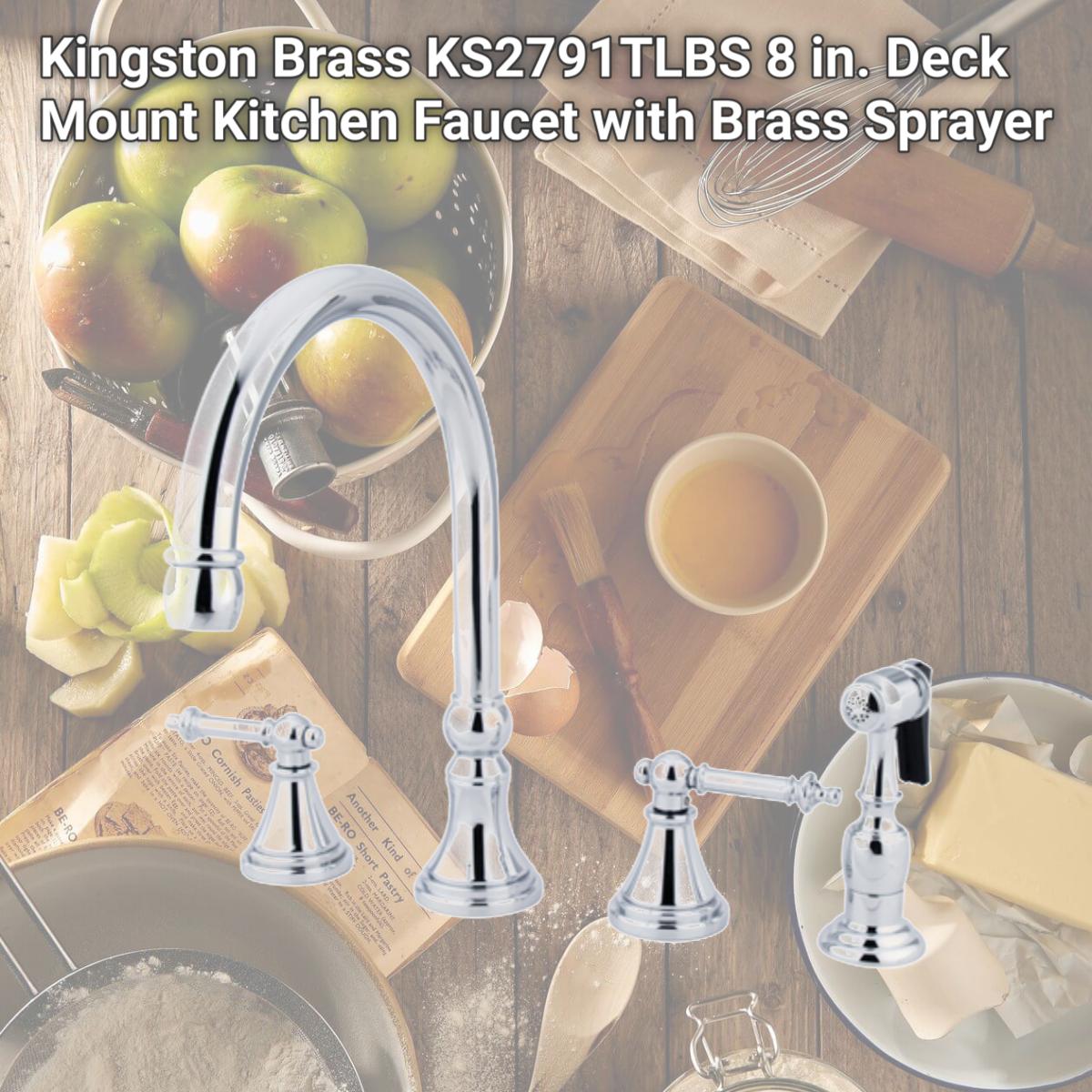 Picture of Kingston Brass KS2791TLBS 8 in. Deck Mount Kitchen Faucet with Brass Sprayer