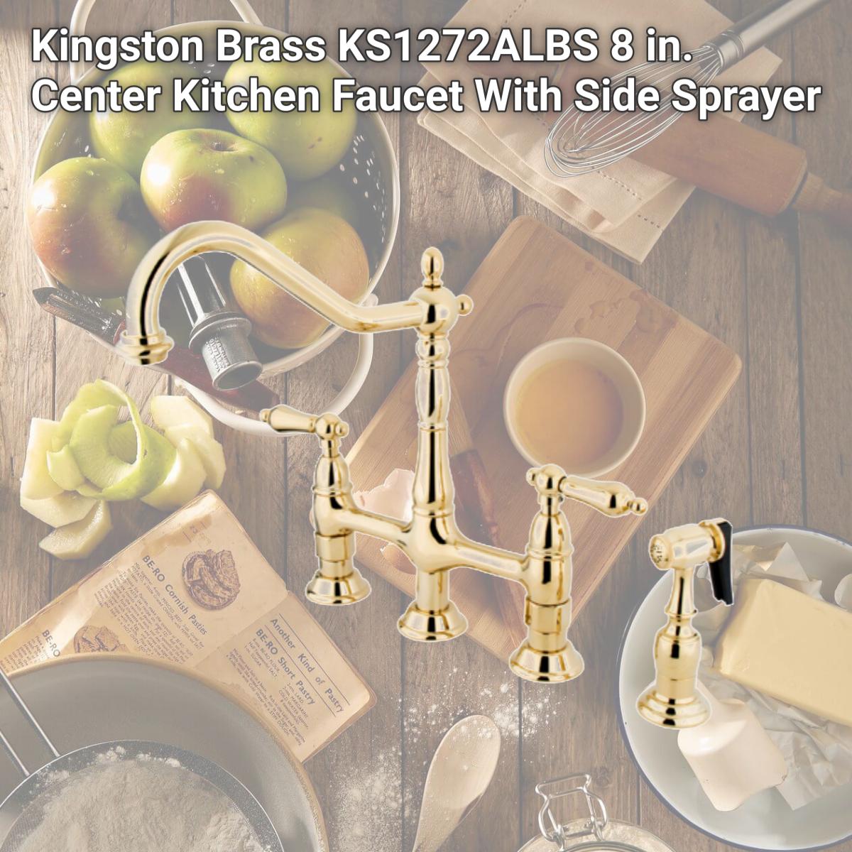 Picture of Kingston Brass KS1272ALBS 8 in. Center Kitchen Faucet With Side Sprayer