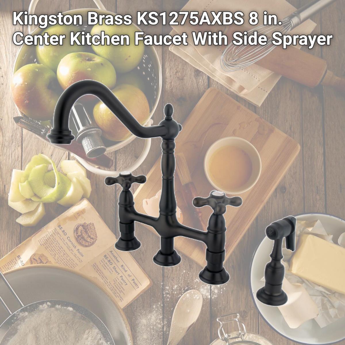 Picture of Kingston Brass KS1275AXBS 8 in. Center Kitchen Faucet With Side Sprayer