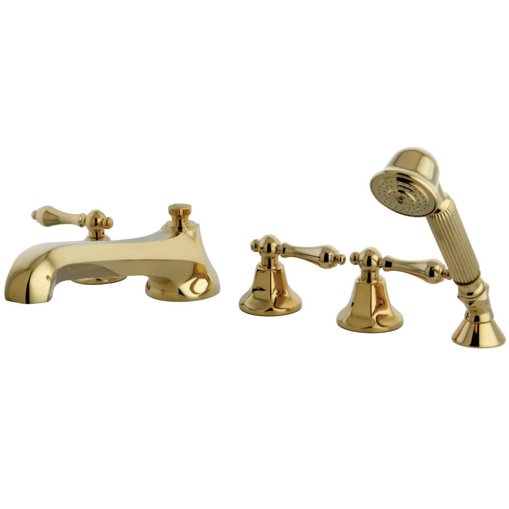 Ks43025al 5 Piece Roman Tub Filler With Hand Shower With Metal Lever Handle, Polished Brass
