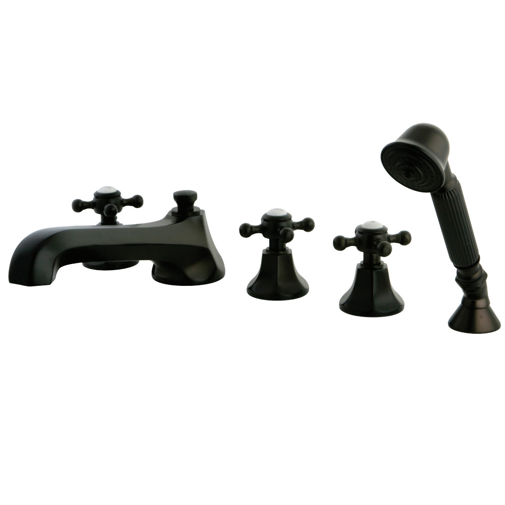 Ks43055bx 5 Piece Roman Tub Filler With Cross Handle & Hand Shower, Oil Rubbed Bronze