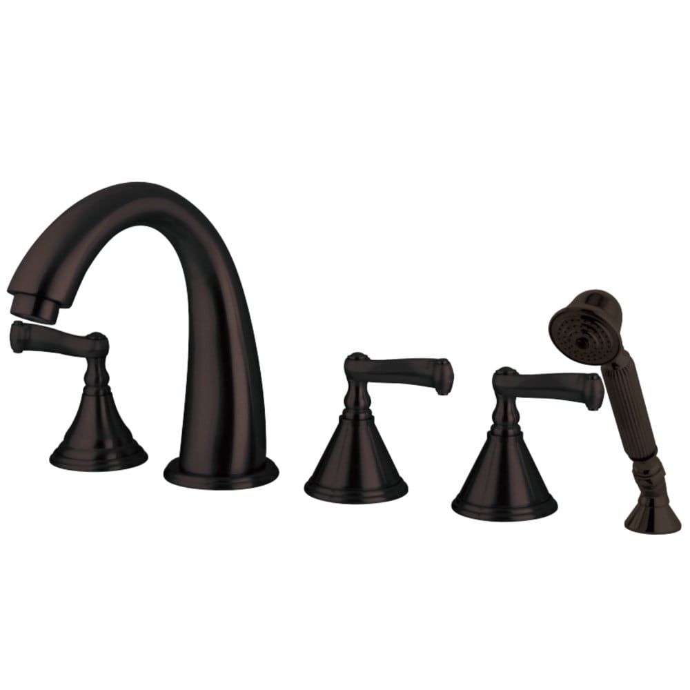 Ks53655fl 5 Piece Roman Tub Filler With Hand Shower & Metal Lever Handle Oil Rubbed Bronze