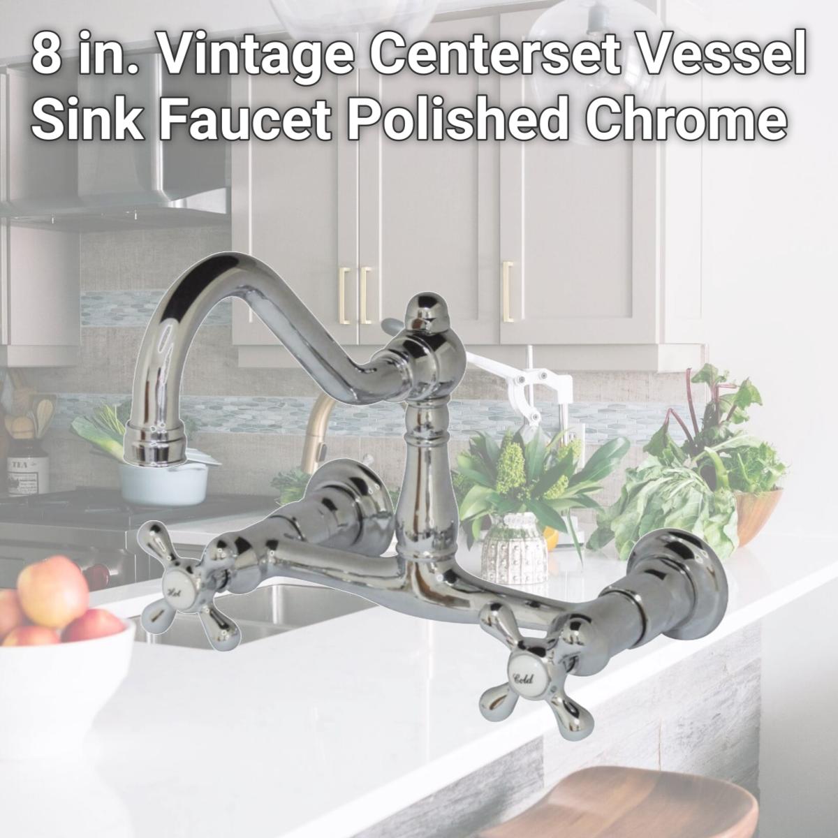 Picture of Kingston Brass KS3241AX 8 in. Vintage Centerset Vessel Sink Faucet, Polished Chrome