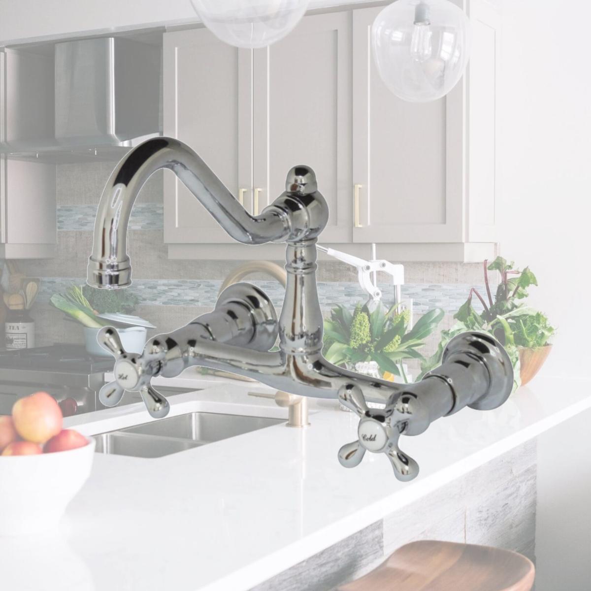 Picture of Kingston Brass KS3241AX 8 in. Vintage Centerset Vessel Sink Faucet, Polished Chrome