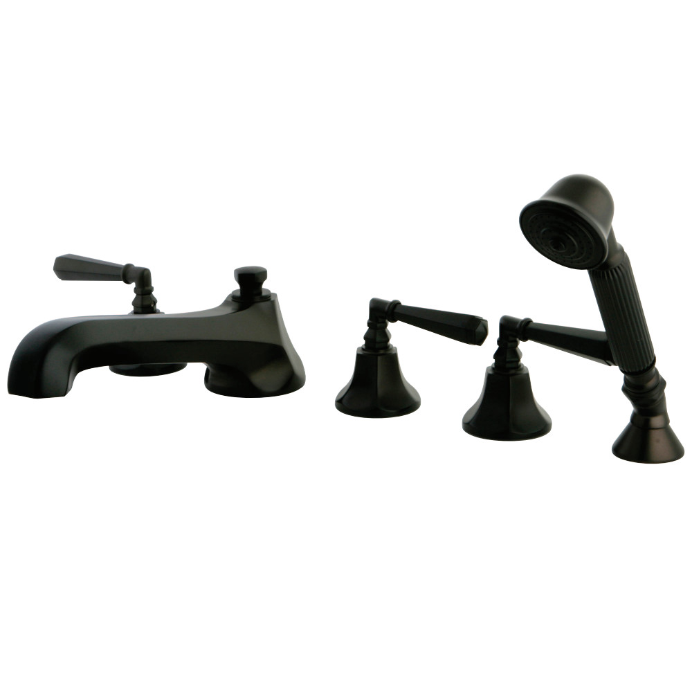 Ks43055hl 5 Piece Roman Tub Filler With Hand Shower & Metal Lever Handle Oil Rubbed Bronze