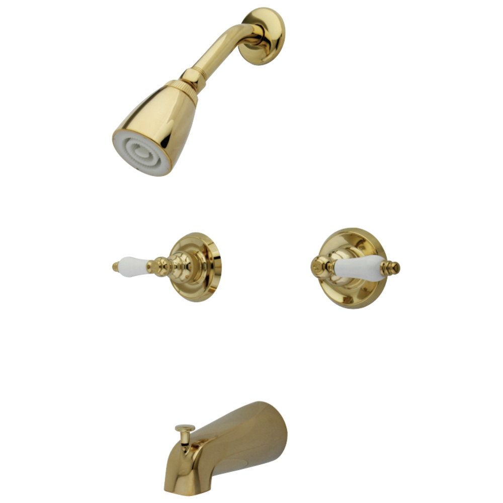 Kb242pl Two Handle Tub & Shower Faucet With Decor Lever Handle, Polished Brass