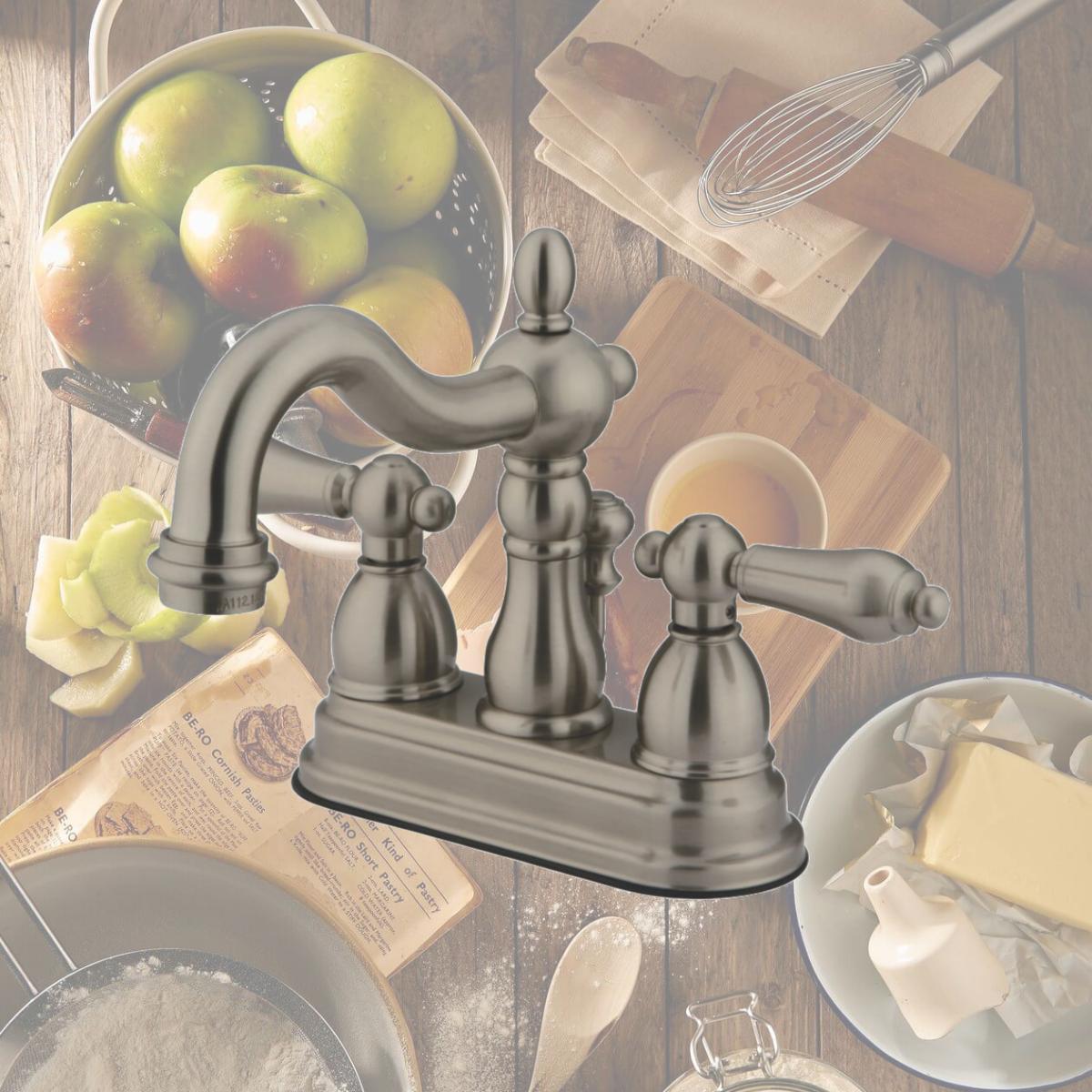 Picture of Kingston Brass KB1608ALB 4 in. Heritage Centerset Lavatory Faucet with Brass Pop-Up & Metal Lever Handle Satin Nickel