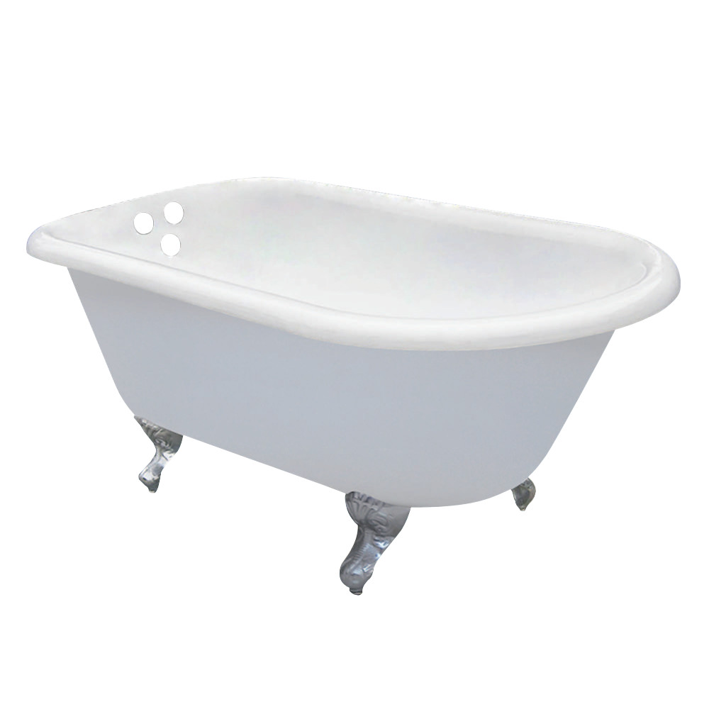 Vct3d603019nt1 60 In. Aqua Eden Cast Iron Roll Top Clawfoot Tub With Tub Wall Drillings, 3.38 In. - White & Polished Chrome