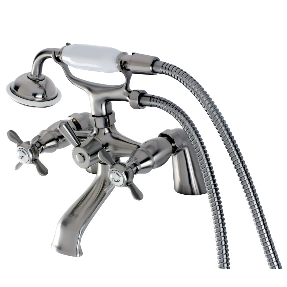 Ks287sn 6 In. Essex Centers Deck Mount Clawfoot Tub Filler With Hand Shower, Satin Nickel