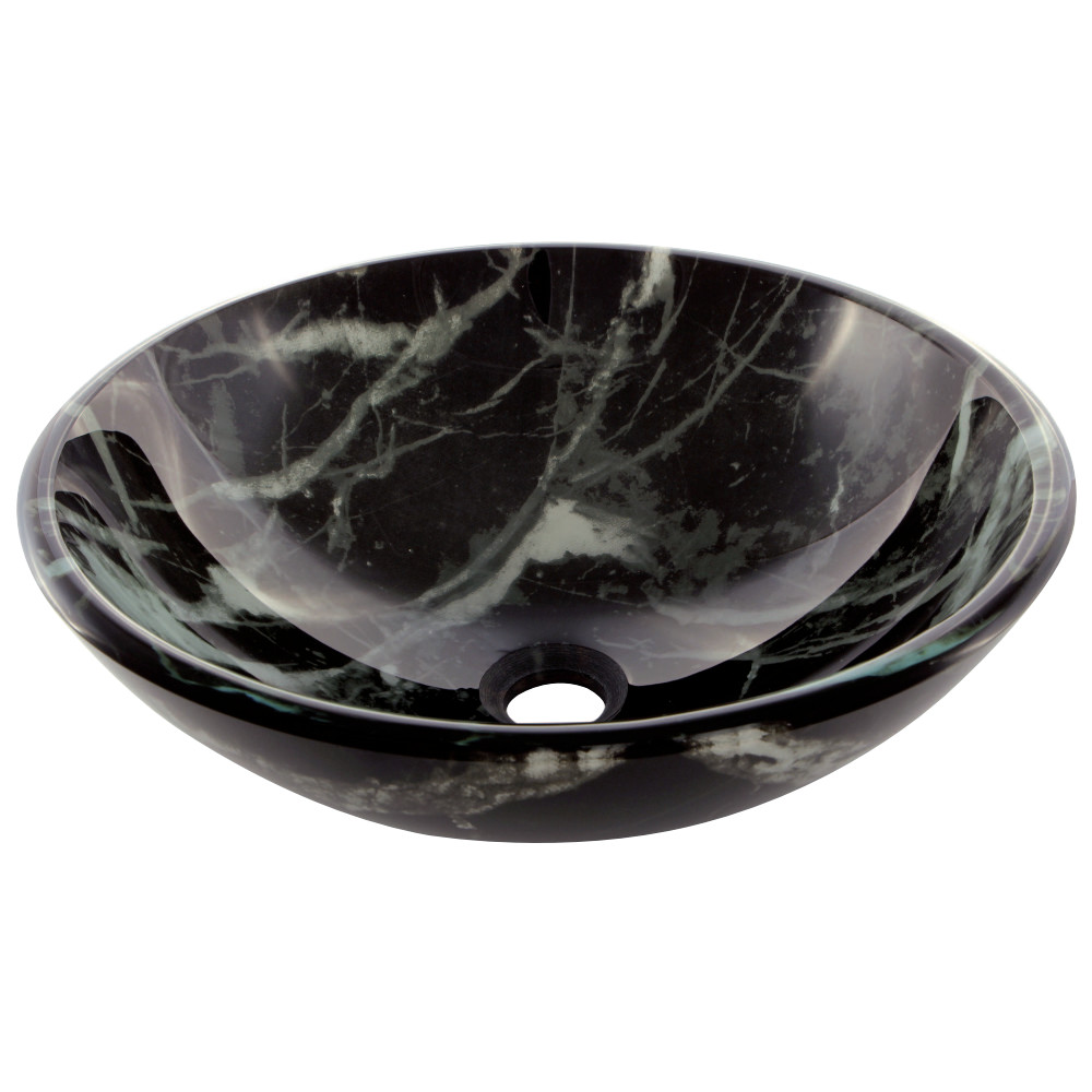 16.5 In. Fauceture Marble Diameter Double Layer Glass Vessel Bathroom Sink
