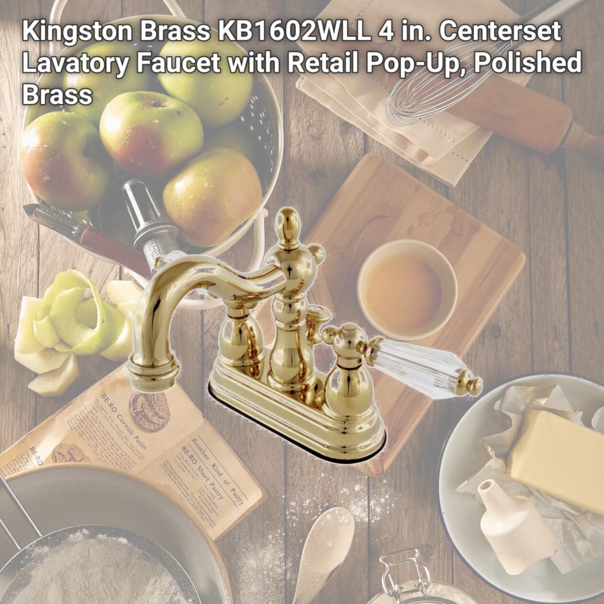 Picture of Kingston Brass KB1602WLL 4 in. Centerset Lavatory Faucet with Retail Pop-Up, Polished Brass