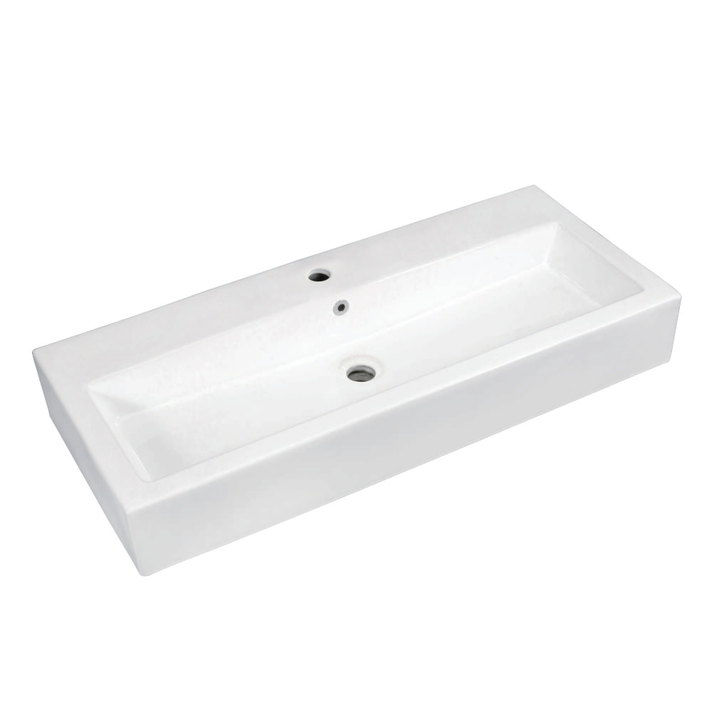 Ev3917 39 X 17 In. Fauceture Elongated Rectangular White Vessel Bathroom Sink