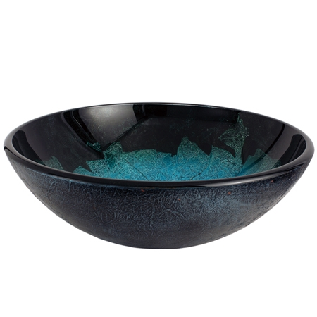 16.5 In. Dia. Fauceture Turquoise Space Round Glass Sink, Turquoise Green