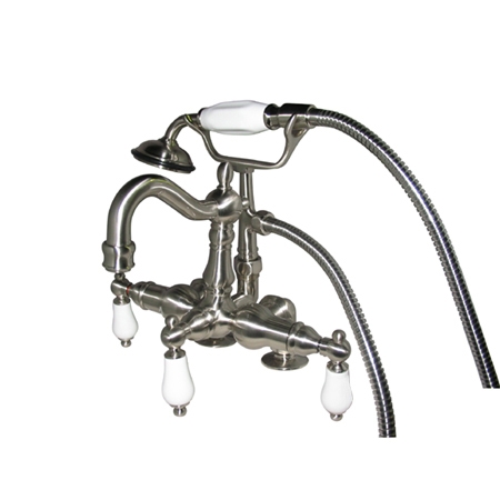 Cc1015t8 3.37 In. Vintage Deck Mount Clawfoot Tub Filler With Hand Shower, Satin Nickel