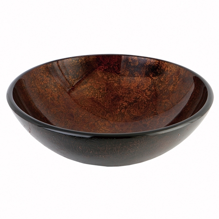 16.5 In. Dia. Fauceture Round Vessel Glass Sink, Amber Bronze