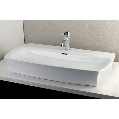 Ev3518 35 X 18 In. Fauceture Elongated Rectangular White Vessel Sink, White
