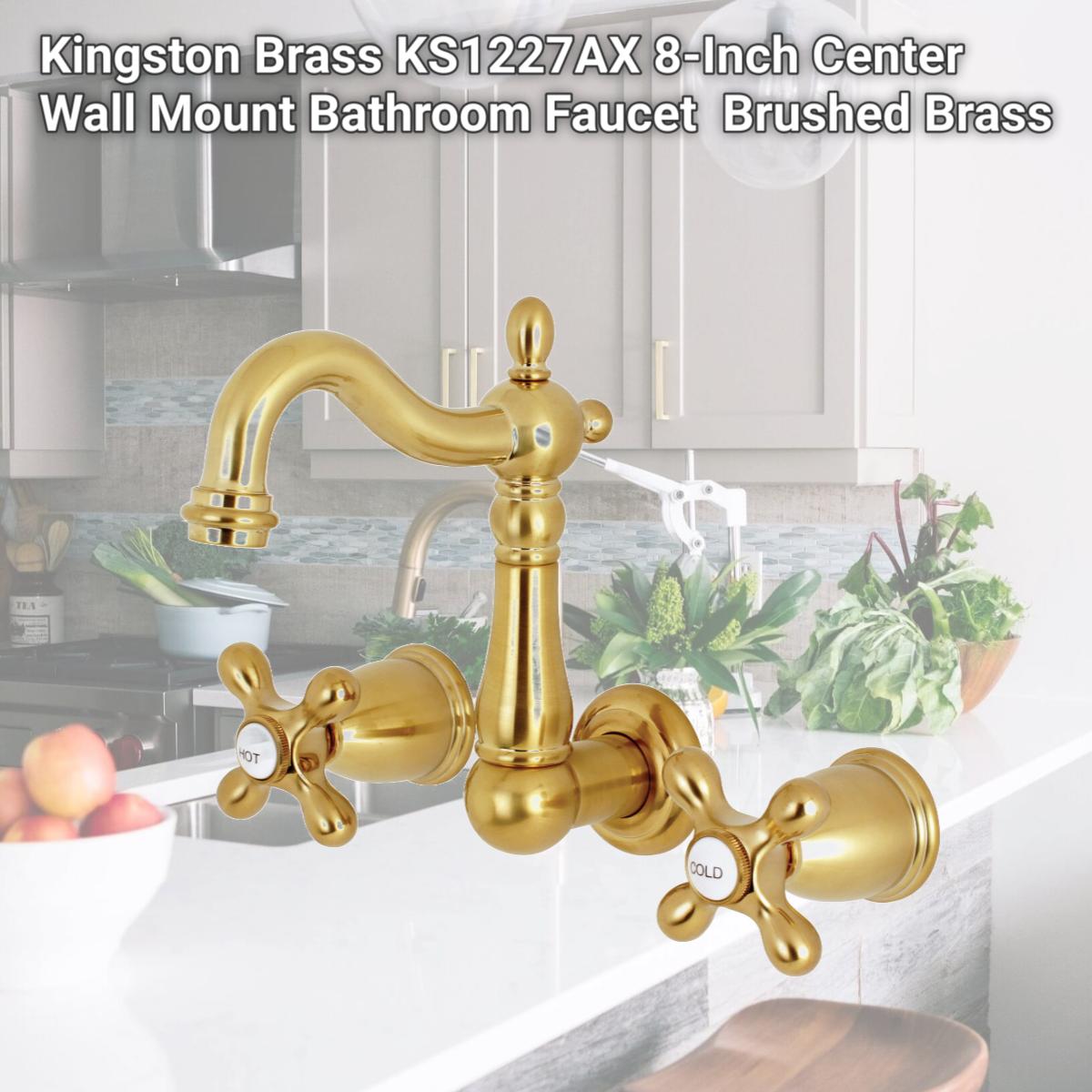 Picture of Kingston Brass KS1227AX 8-Inch Center Wall Mount Bathroom Faucet  Brushed Brass