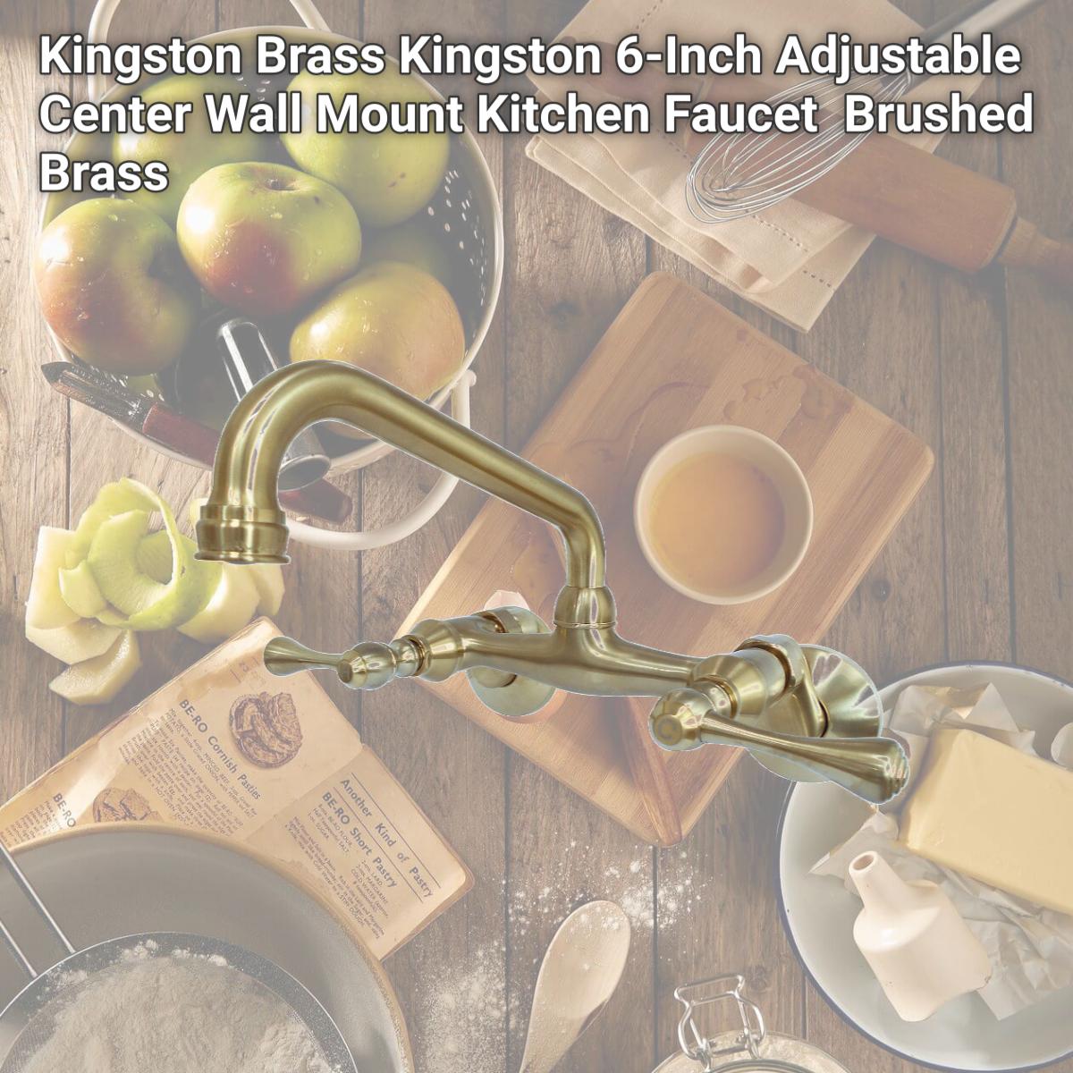 Picture of Kingston Brass Kingston 6-Inch Adjustable Center Wall Mount Kitchen Faucet  Brushed Brass