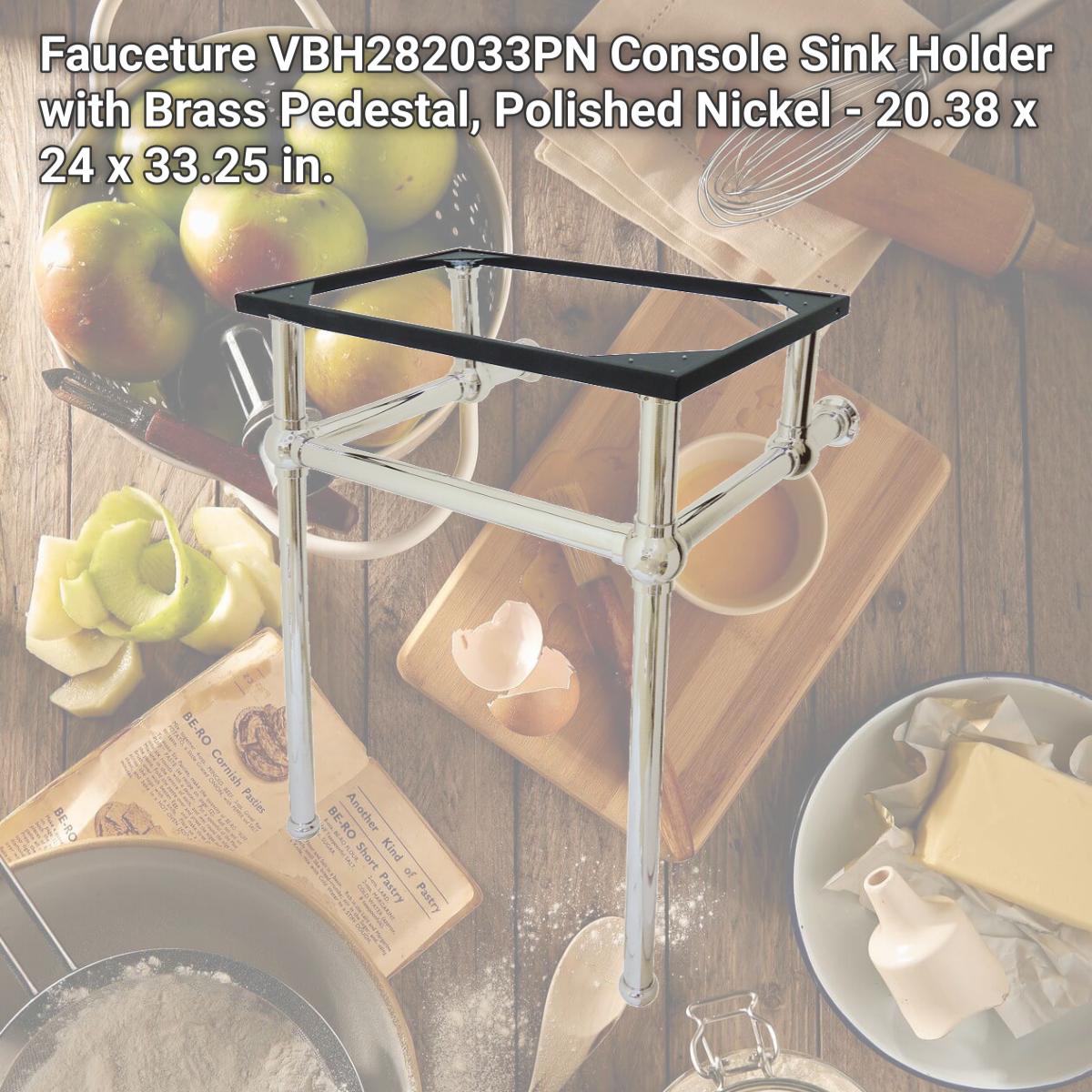 Picture of Fauceture VBH282033PN Console Sink Holder with Brass Pedestal, Polished Nickel - 20.38 x 24 x 33.25 in.