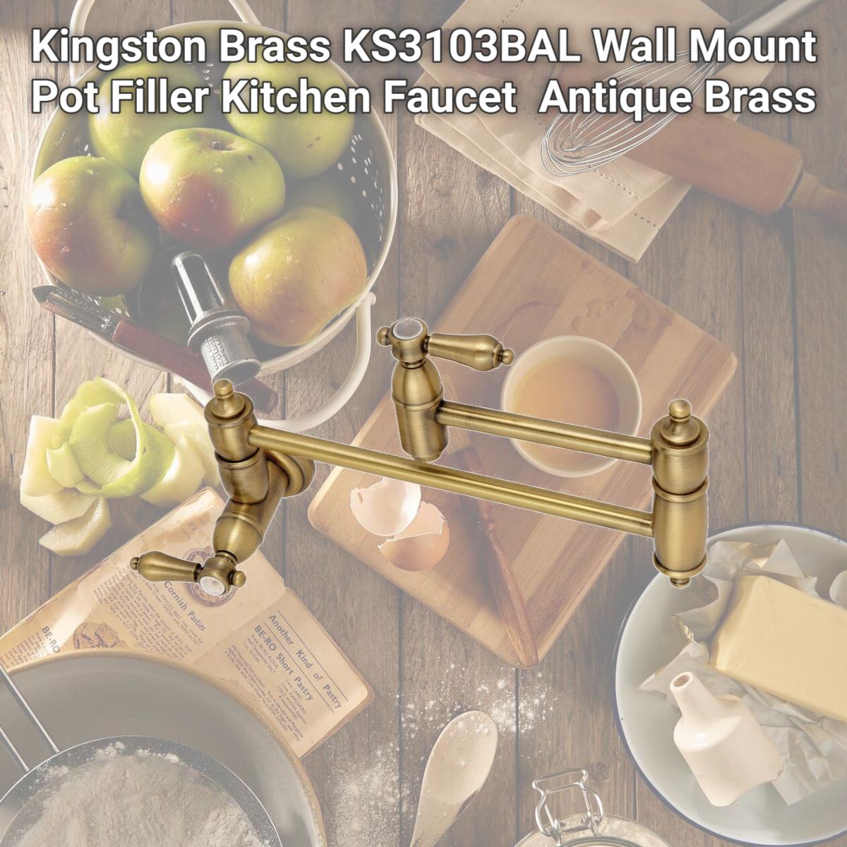 Picture of Kingston Brass KS3103BAL Wall Mount Pot Filler Kitchen Faucet  Antique Brass
