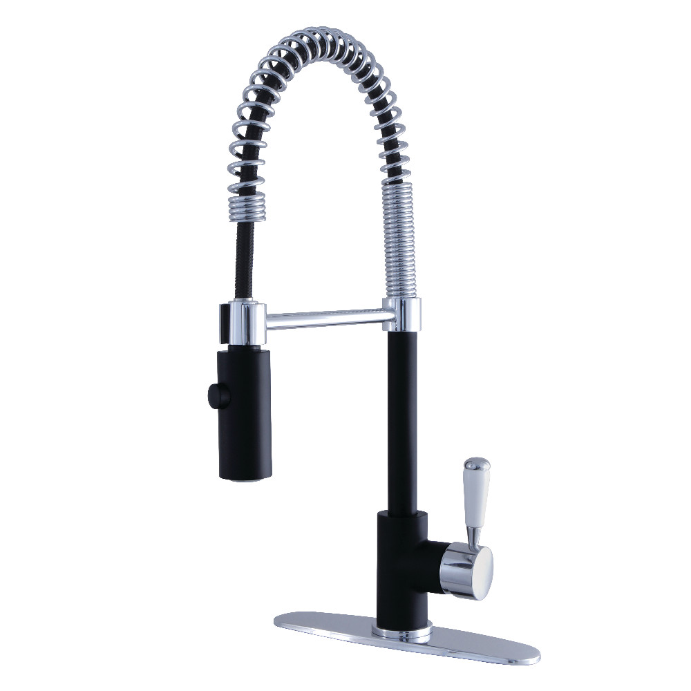 Ls8777dpl Paris Single-handle Pull-down Kitchen Faucet, Matte Black & Polished Chrome - 9.22 X 9.81 X 19.63 In.