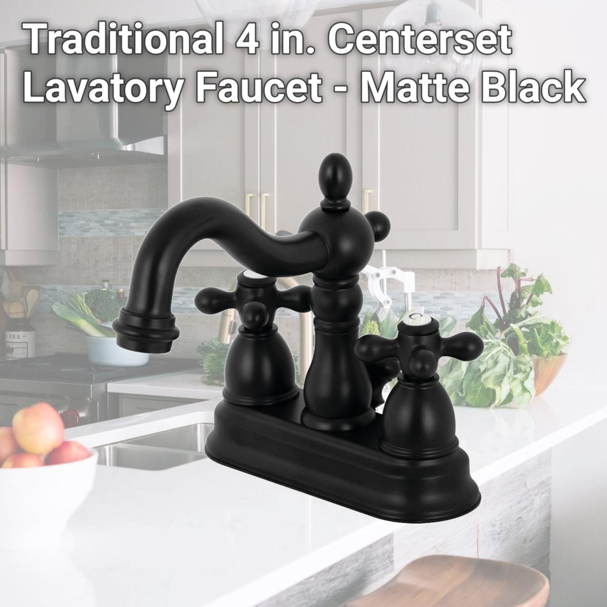 Picture of Kingston Brass KB1600AX Traditional 4 in. Centerset Lavatory Faucet - Matte Black