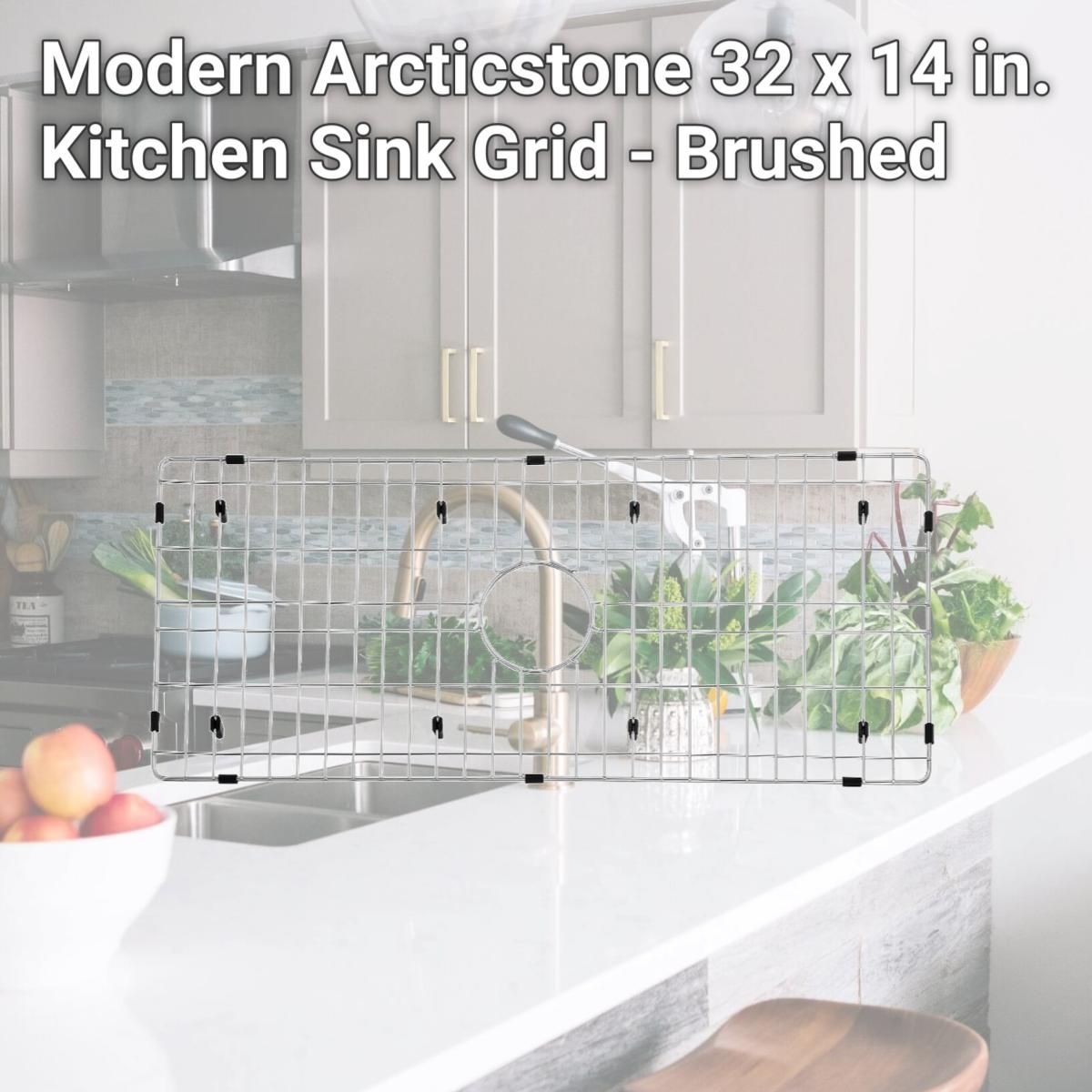 Picture of Gourmetier GKFAWR3618 Modern Arcticstone 32 x 14 in. Kitchen Sink Grid - Brushed