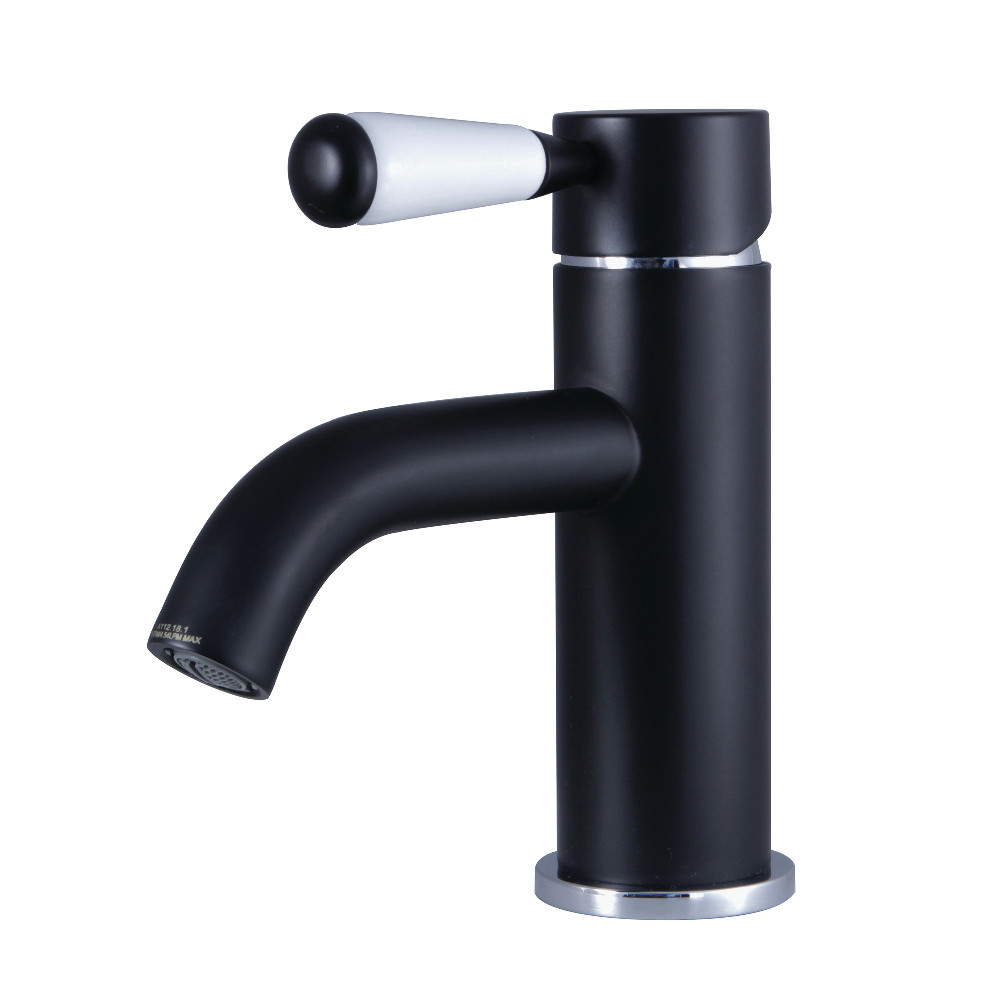 Ls8227dpl Modern Paris Single-handle Bathroom Faucet With Deck Plate & Drain - Matte Black & Polished Chrome
