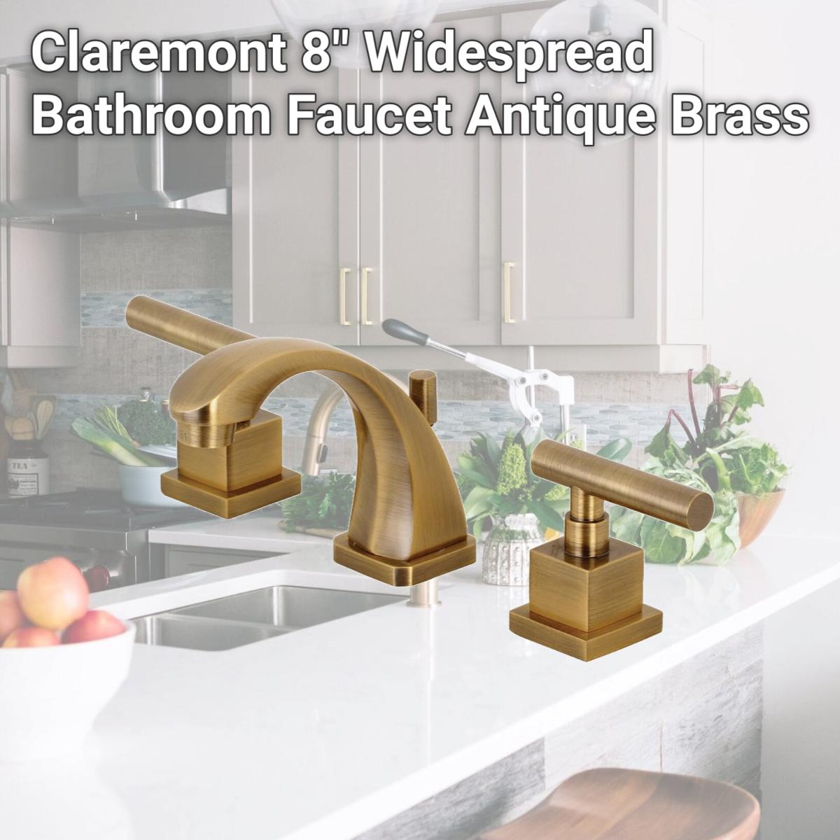 Picture of Kingston Brass KS4943CQL Claremont 8" Widespread Bathroom Faucet  Antique Brass
