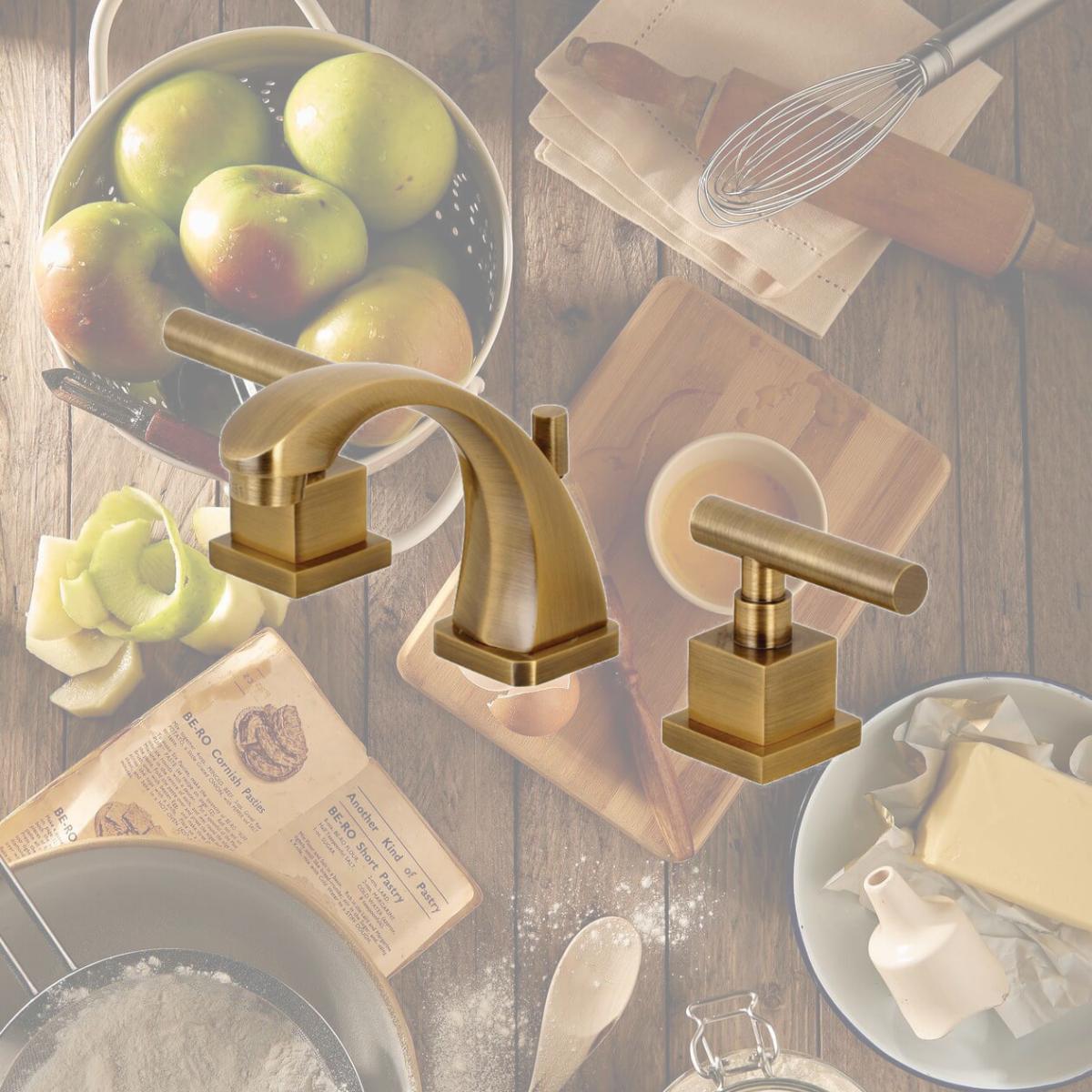 Picture of Kingston Brass KS4943CQL Claremont 8" Widespread Bathroom Faucet  Antique Brass