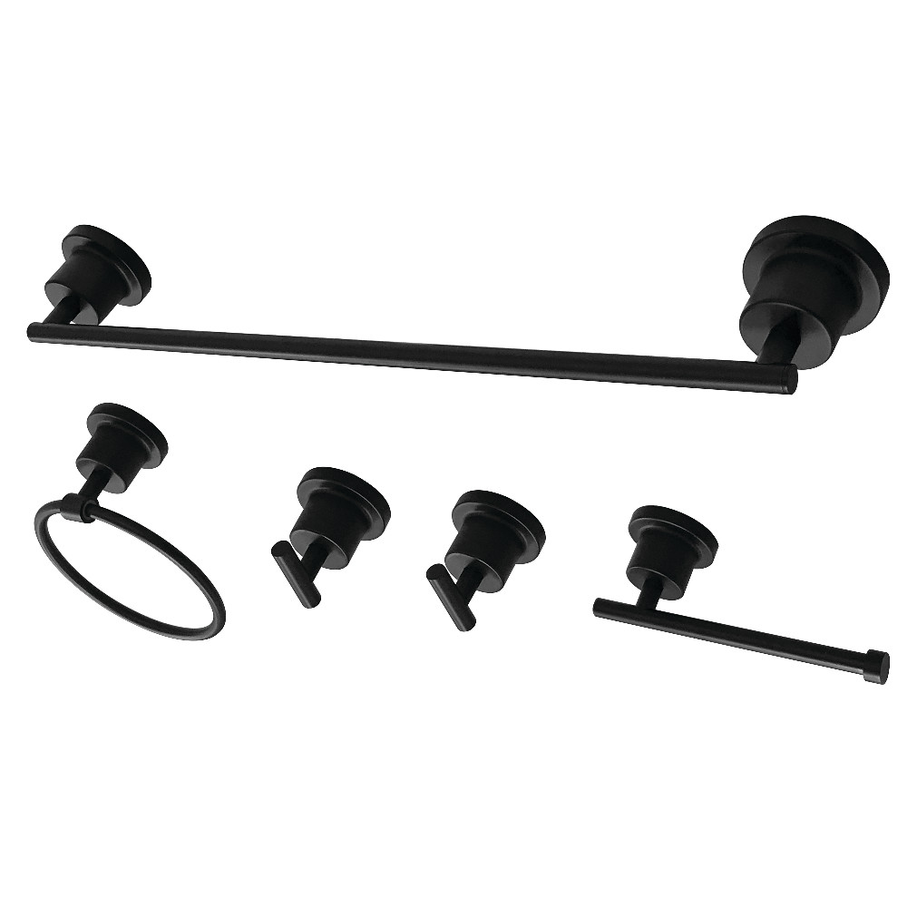 BAH8212478MB Concord Modern 5 Piece Bathroom Accessory Set, Matte Black