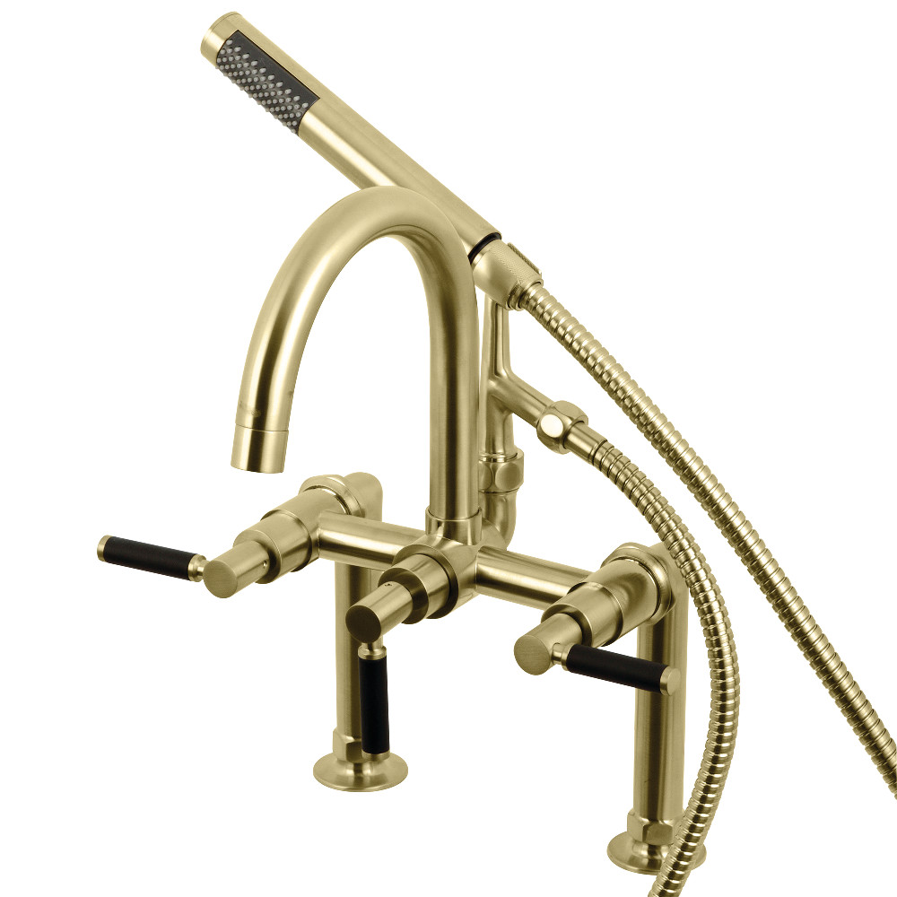 Ae8107dkl Kaiser 2-handle 7 In. Deck Mount Clawfoot Tub Faucet With Hand Shower, Brushed Brass