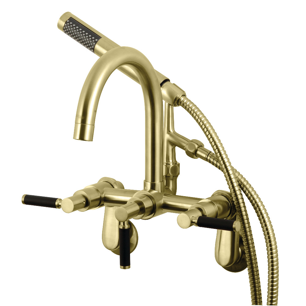 Ae8157dkl Kaiser 3-handle 7 In. Adjustable Wall Mount Clawfoot Tub Faucet With Hand Shower, Brushed Brass