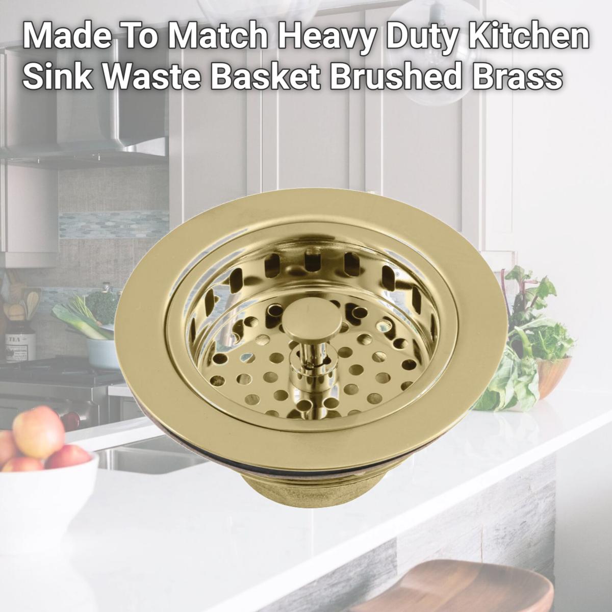 Picture of Kingston Brass KBS1007 Made To Match Heavy Duty Kitchen Sink Waste Basket, Brushed Brass