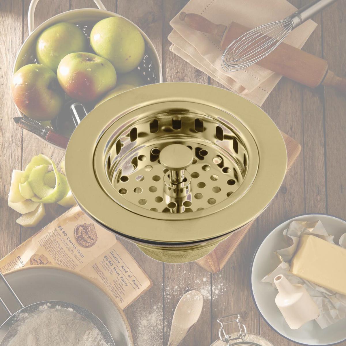 Picture of Kingston Brass KBS1007 Made To Match Heavy Duty Kitchen Sink Waste Basket, Brushed Brass
