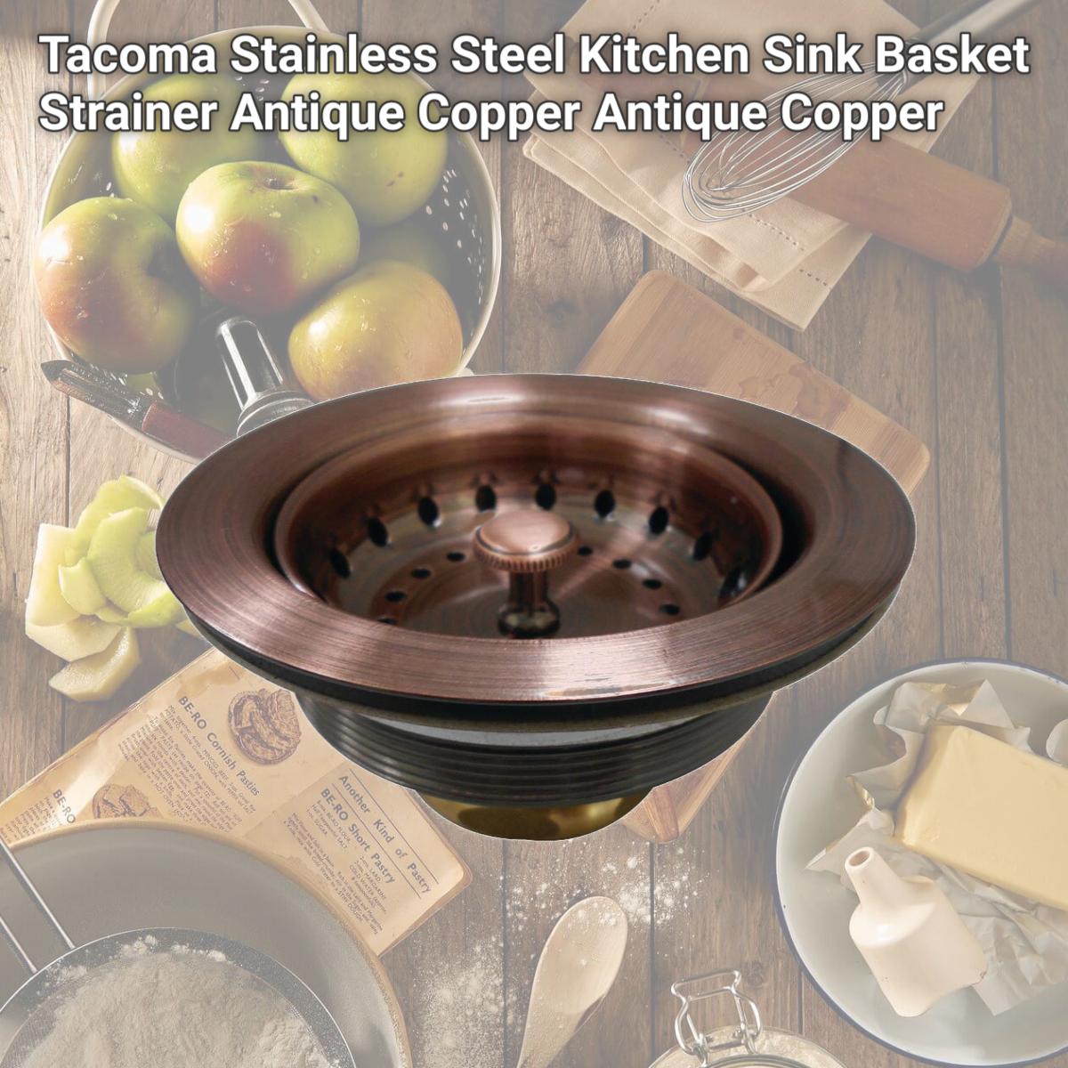 Picture of Gourmet Scape K111BAC Tacoma Stainless Steel Kitchen Sink Basket Strainer, Antique Copper, Antique Copper