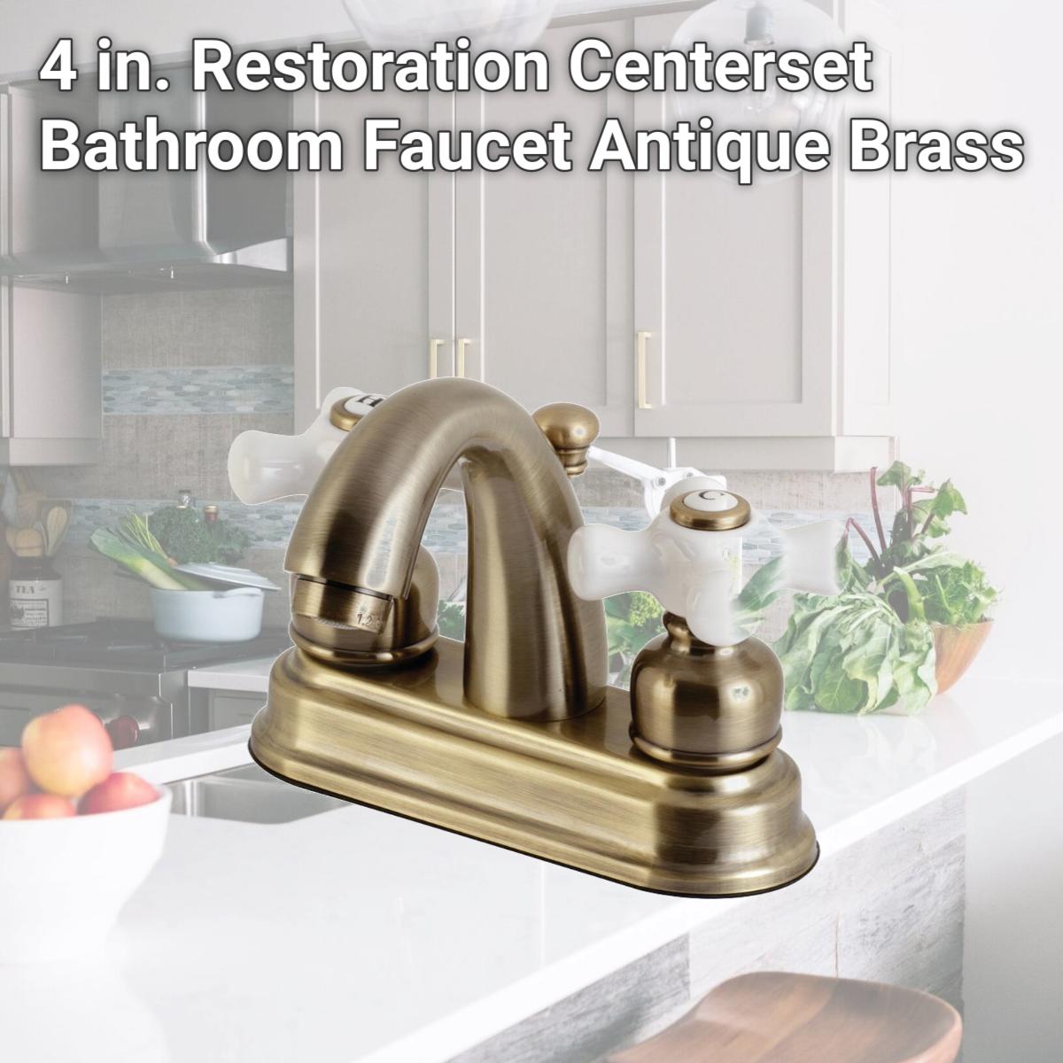 Picture of Kingston Brass KB5613PX 4 in. Restoration Centerset Bathroom Faucet, Antique Brass