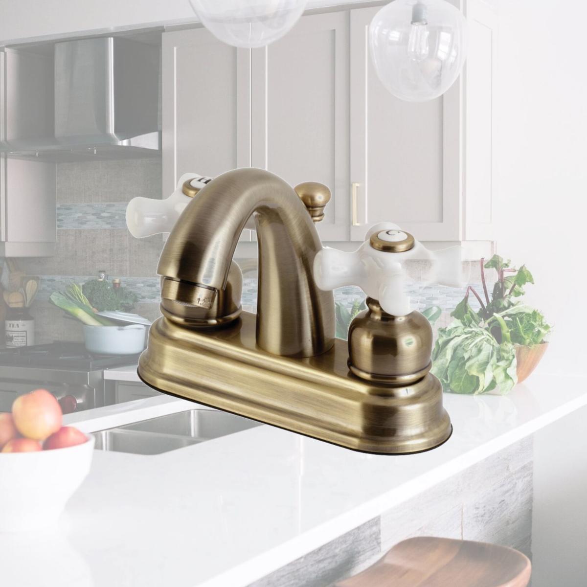 Picture of Kingston Brass KB5613PX 4 in. Restoration Centerset Bathroom Faucet, Antique Brass