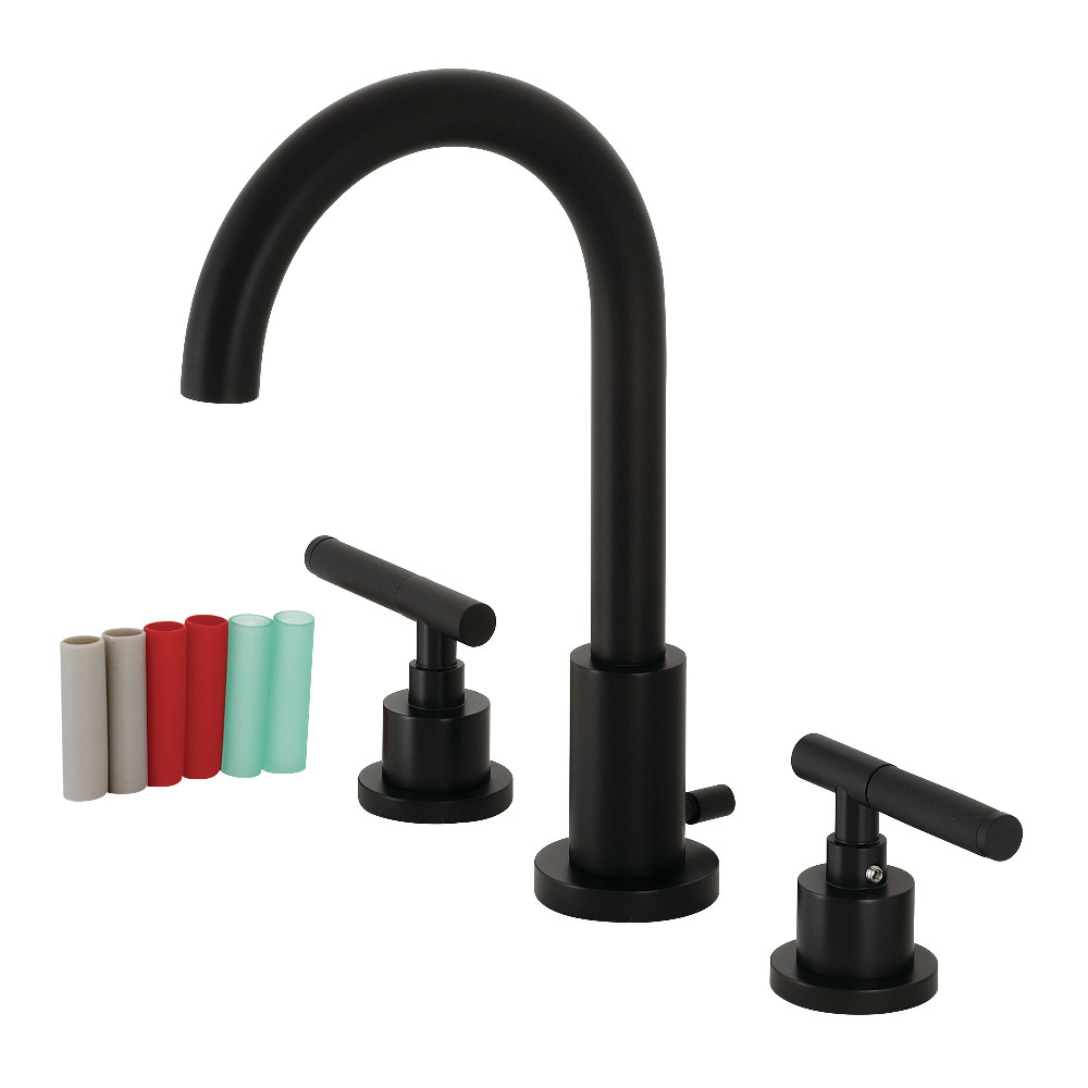 Fsc8920ckl Kaiser Widespread Bathroom Faucet With Brass Pop-up, Matte Black