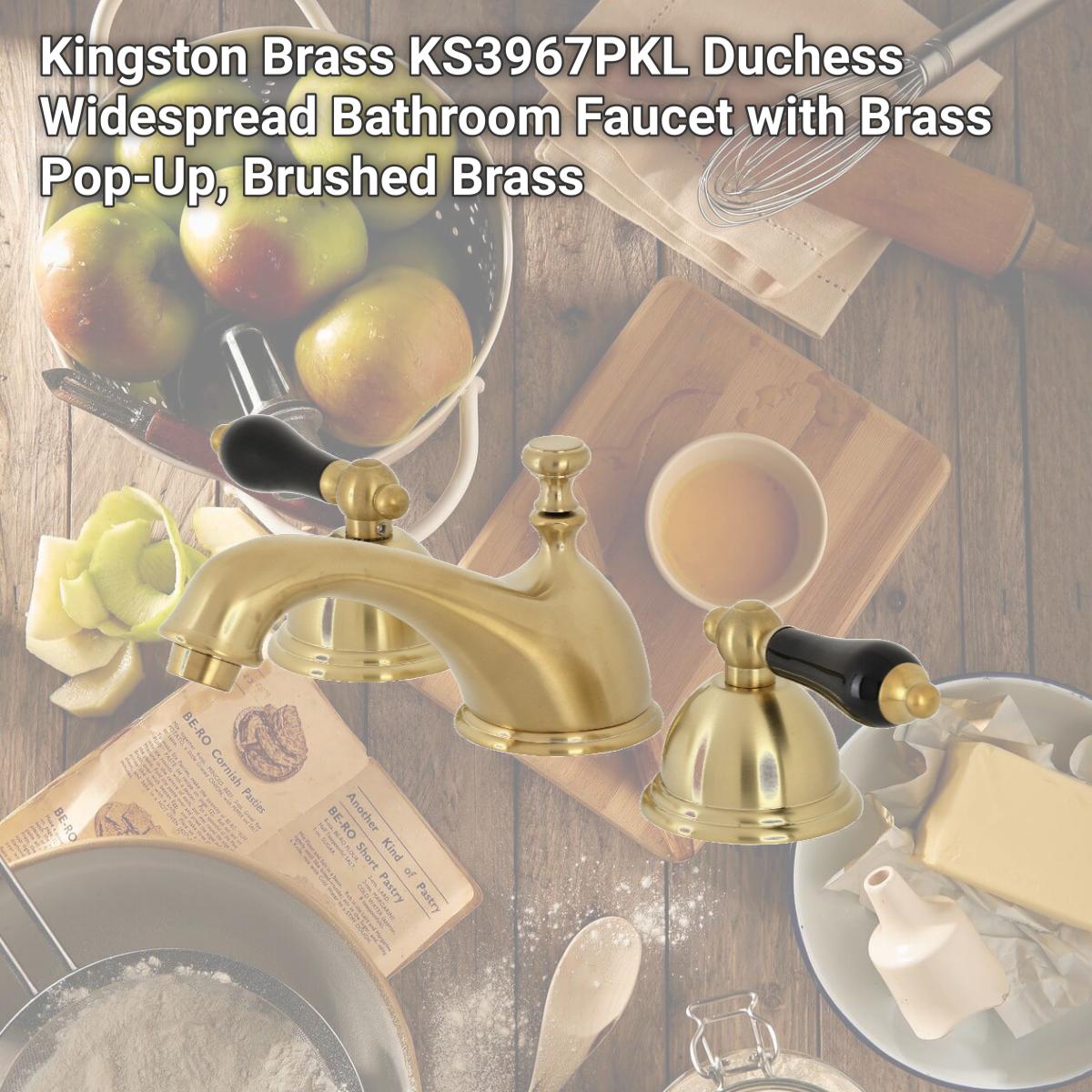 Picture of Kingston Brass KS3967PKL Duchess Widespread Bathroom Faucet with Brass Pop-Up, Brushed Brass