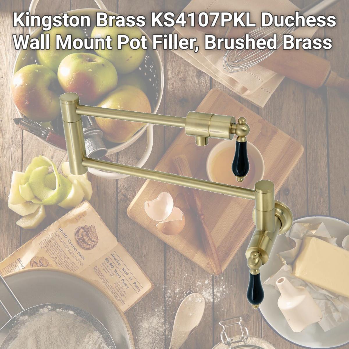 Picture of Kingston Brass KS4107PKL Duchess Wall Mount Pot Filler, Brushed Brass