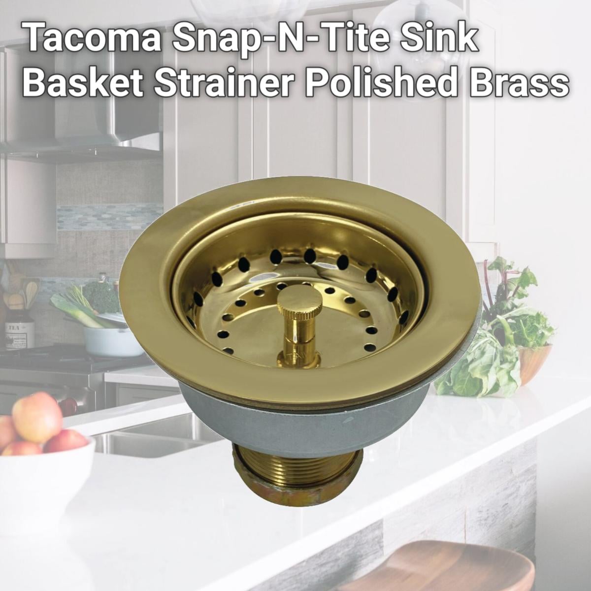 Picture of Kingston Brass K112PB Tacoma Snap-N-Tite Sink Basket Strainer, Polished Brass